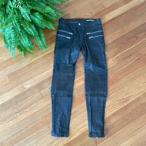 Zara Moto Faux Leather Jeans- Size 4